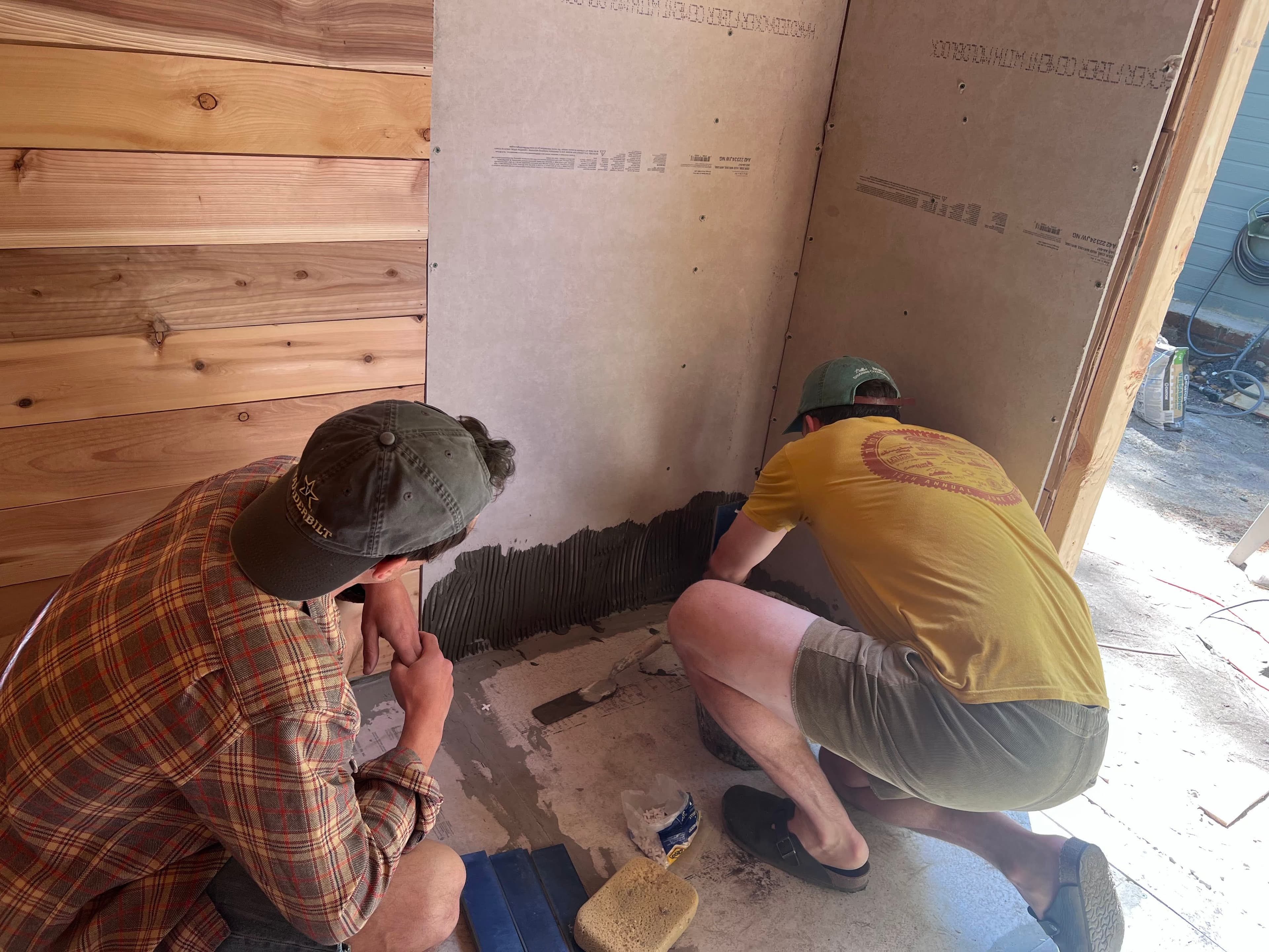 Sauna construction in progress